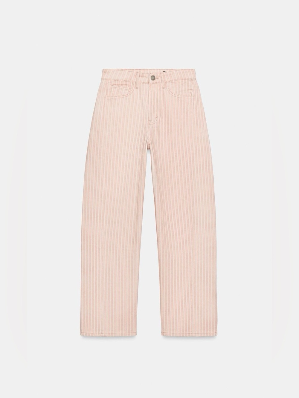 Zara Women's Pink Striped Relaxed Jeans